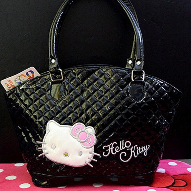 bolso hello kitty cuero negro