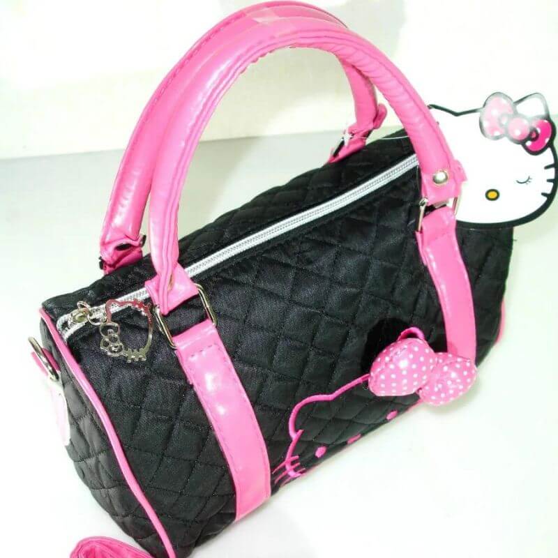 bolso hello kitty negro y rosa