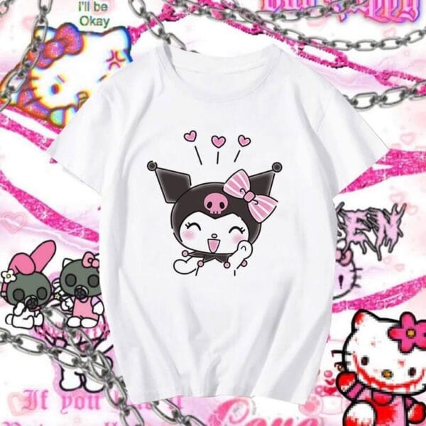 camiseta hello kitty kuromi feliz