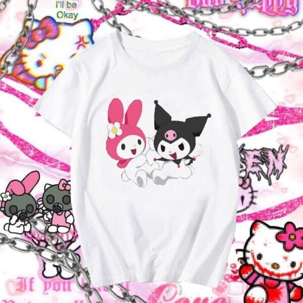 camiseta hello kitty kuromi y melody