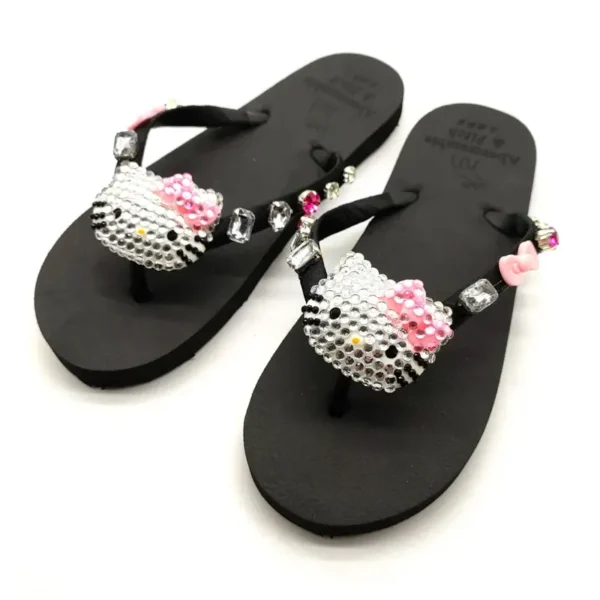 chanclas hello kitty negro