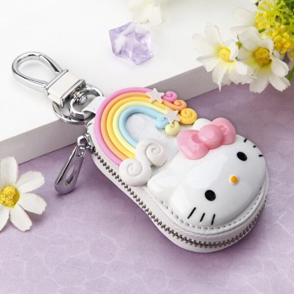 llavero hello kitty cuero blanco arcoiris