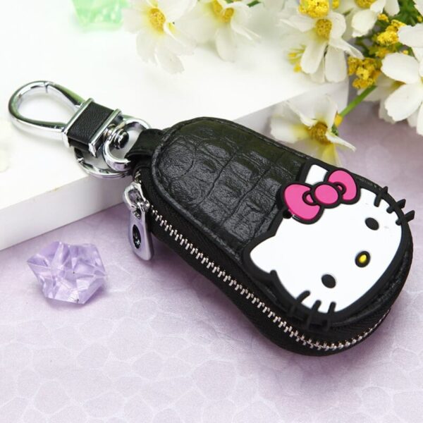 llavero hello kitty cuero negro