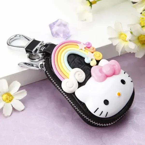 llavero hello kitty cuero negro arcoiris