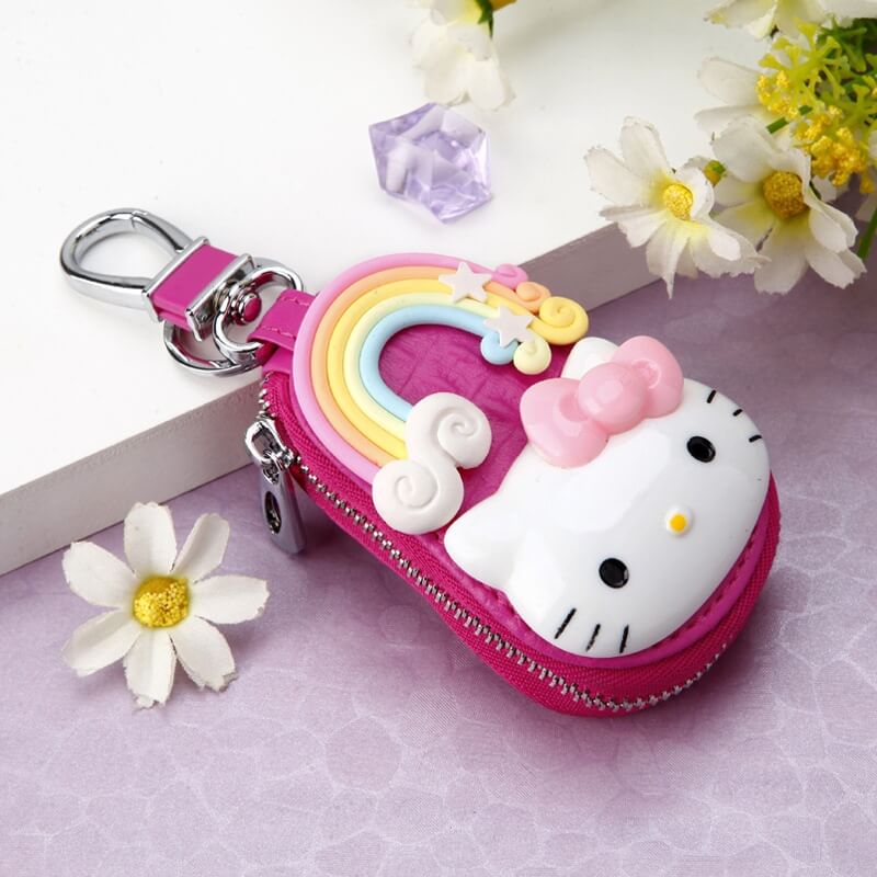 llavero hello kitty cuero rojo arcoiris