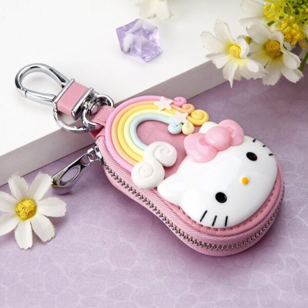 llavero hello kitty cuero rosa arcoiris