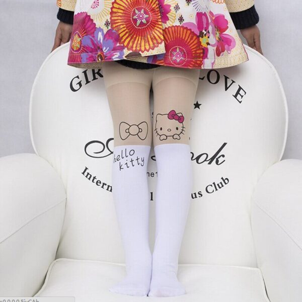 medias hello kitty marron y blanco