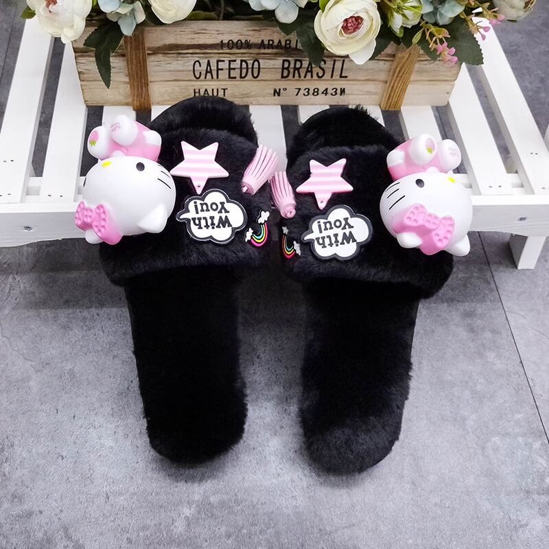 pantuflas hello kitty peluche negro pantuflas hello kitty peluche negro