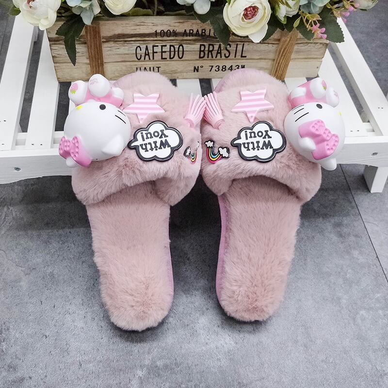 pantuflas hello kitty peluche rosa pantuflas hello kitty peluche rosa