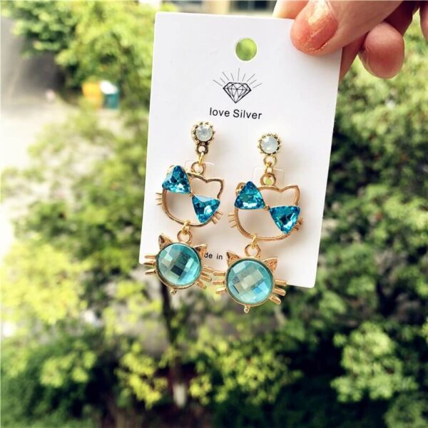 pendientes hello kitty azul
