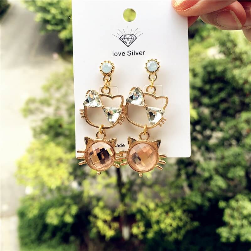 pendientes hello kitty cristal