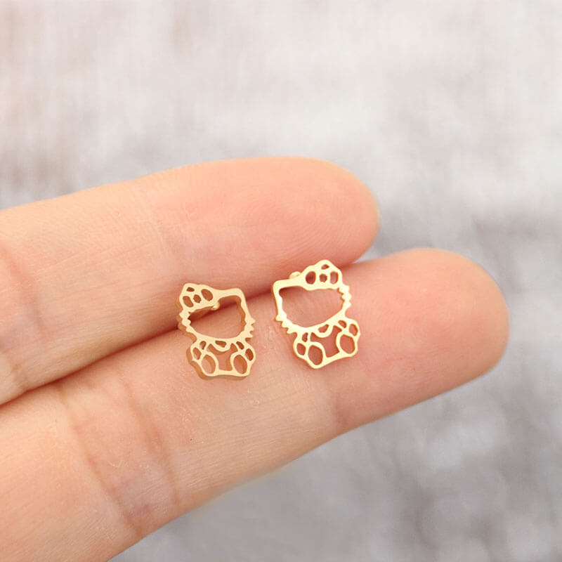 pendientes hello kitty oro