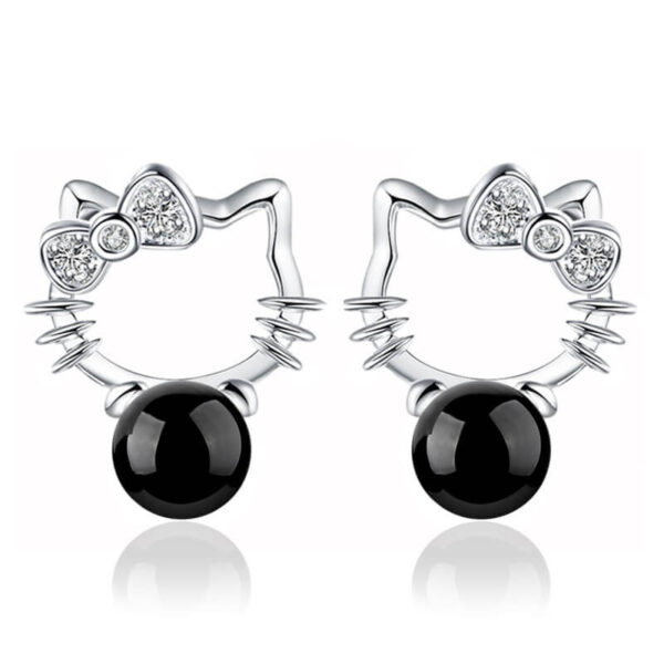 pendientes hello kitty perla negra