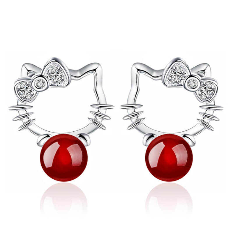 pendientes hello kitty rojo