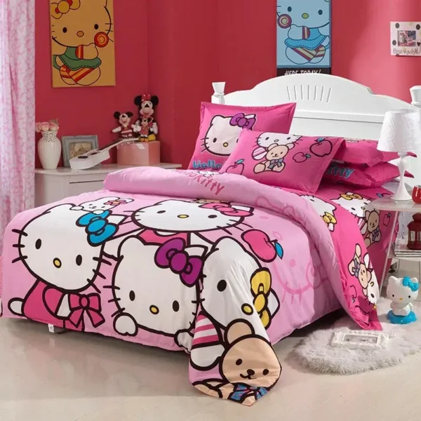 funda nordica hello kitty family rosa