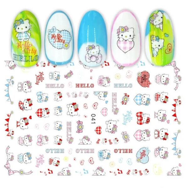 nail art hello kitty 3d pastel
