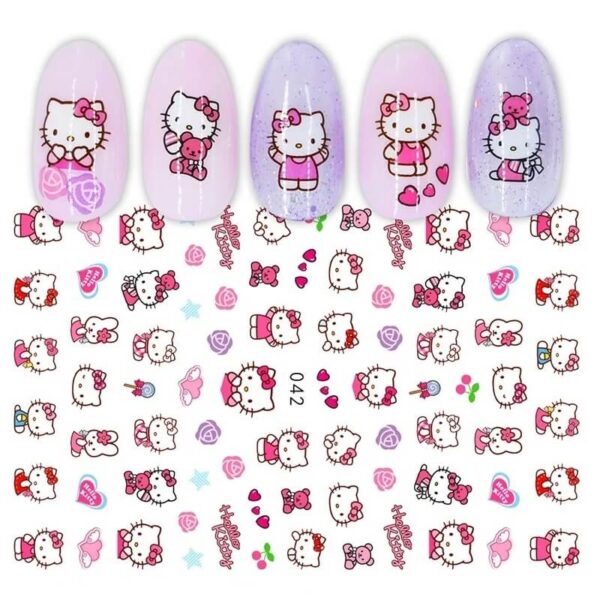 nail art hello kitty 3d rosa