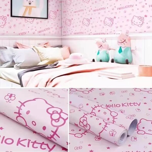 papel pintado de hello kitty rosa