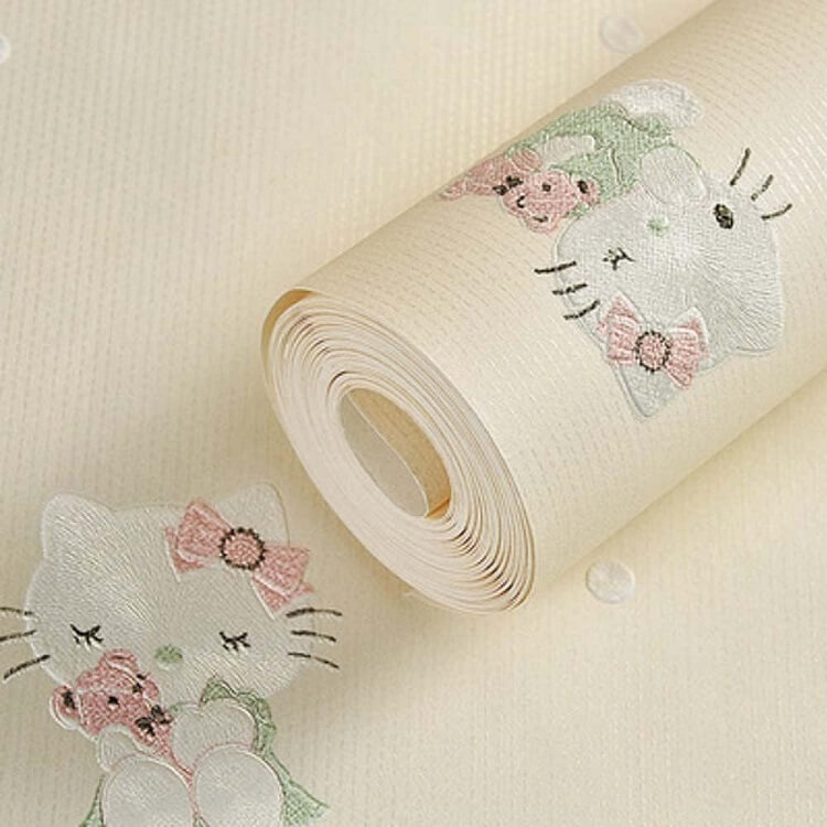 papel pintado hello kitty 3d amarillo