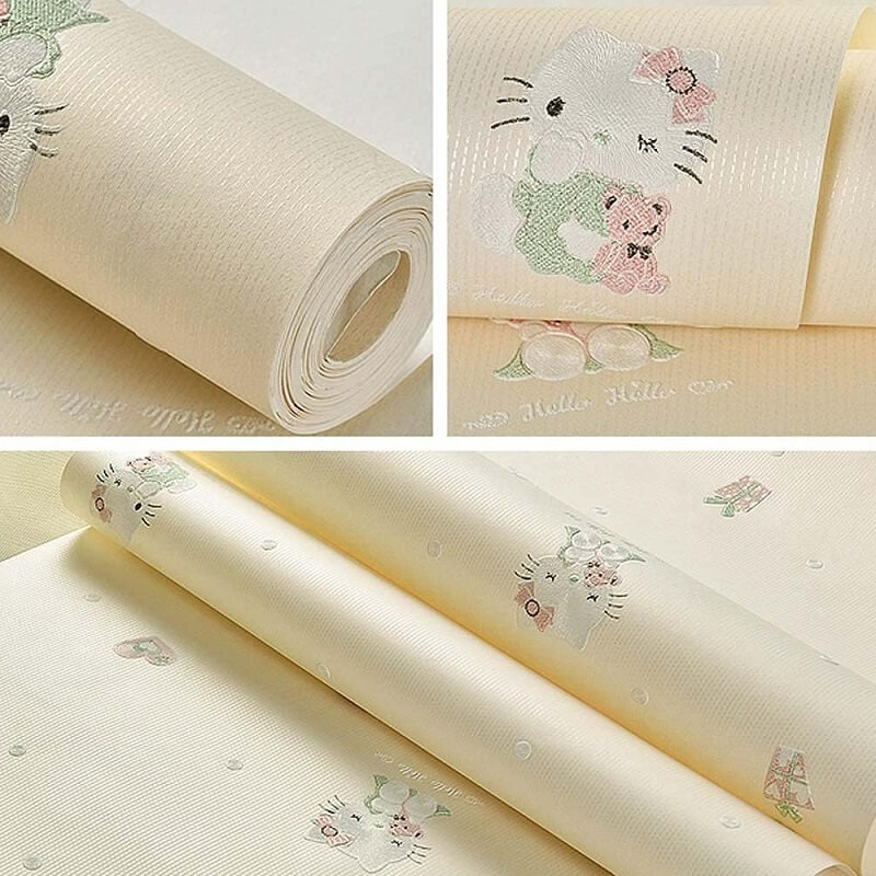 papel pintado hello kitty 3d amarillo
