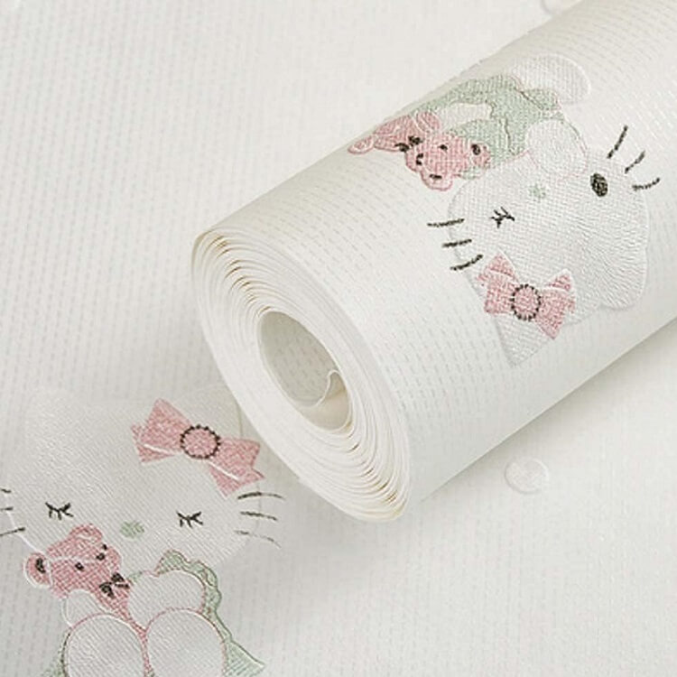 papel pintado hello kitty 3d blanco