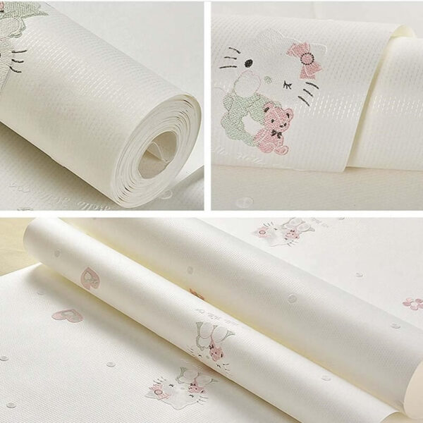 papel pintado hello kitty 3d blanco