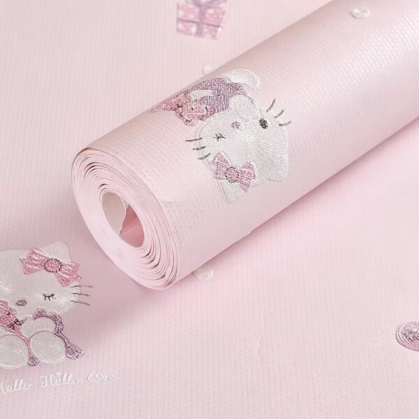 papel pintado hello kitty 3d rosa