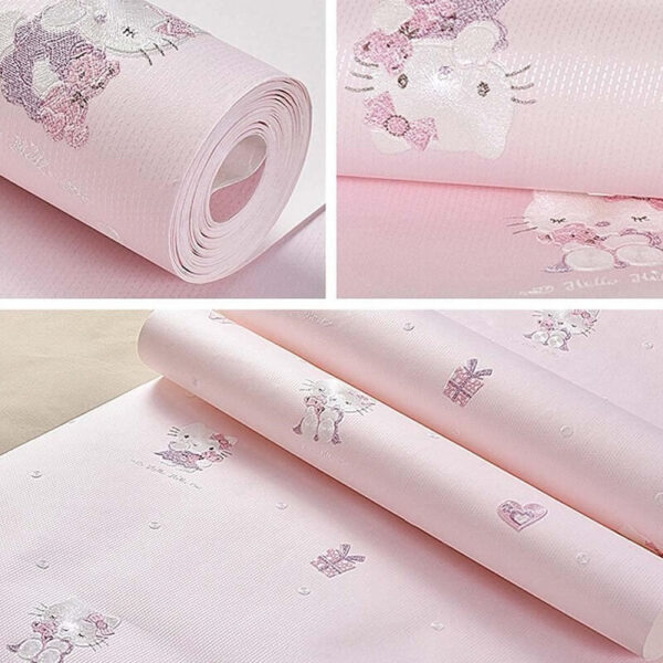 papel pintado hello kitty 3d rosa