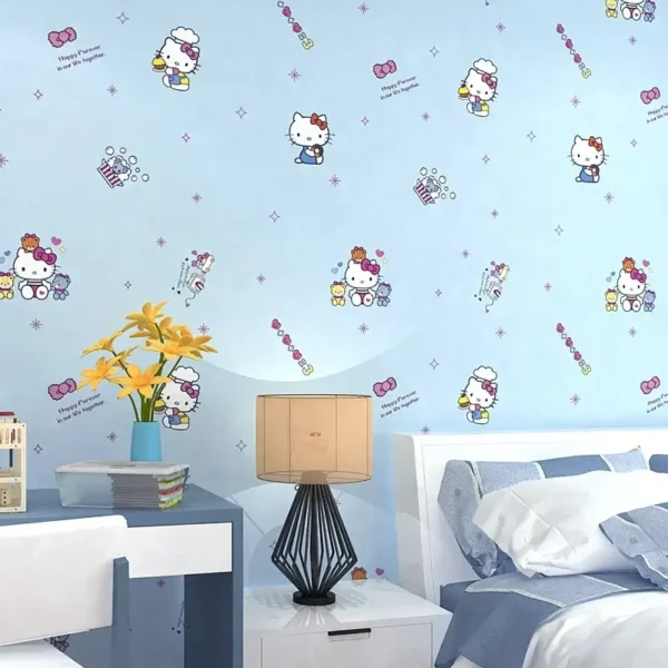 papel pintado hello kitty azul