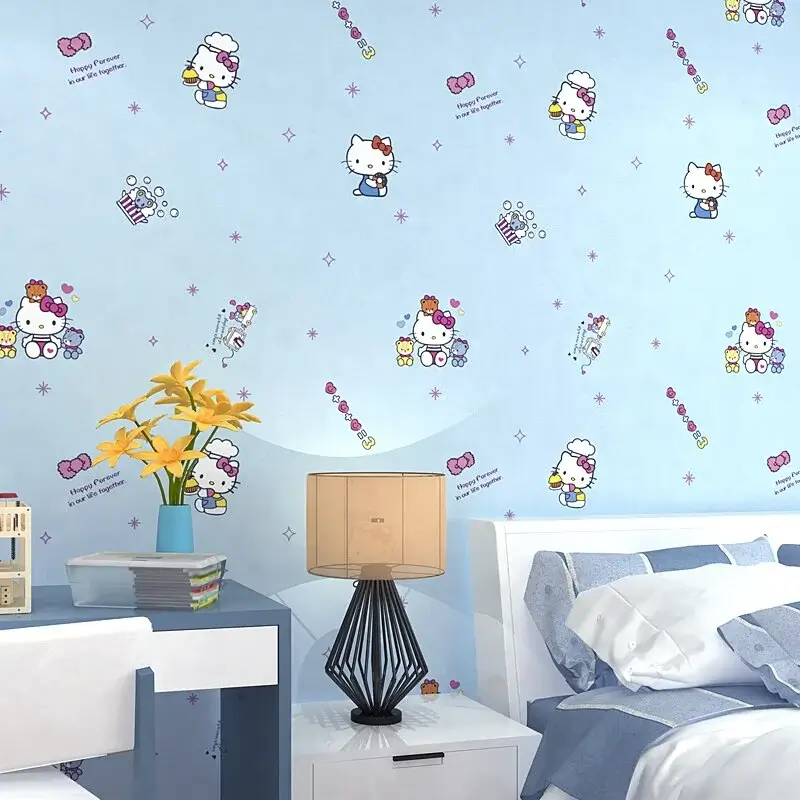 papel pintado hello kitty azul papel pintado hello kitty azul