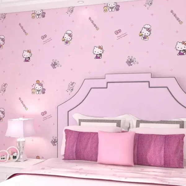 papel pintado hello kitty violeta