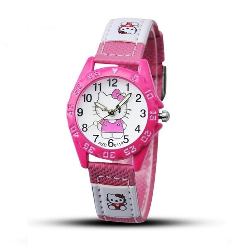 reloj hello kitty con tela rosa reloj hello kitty con tela rosa